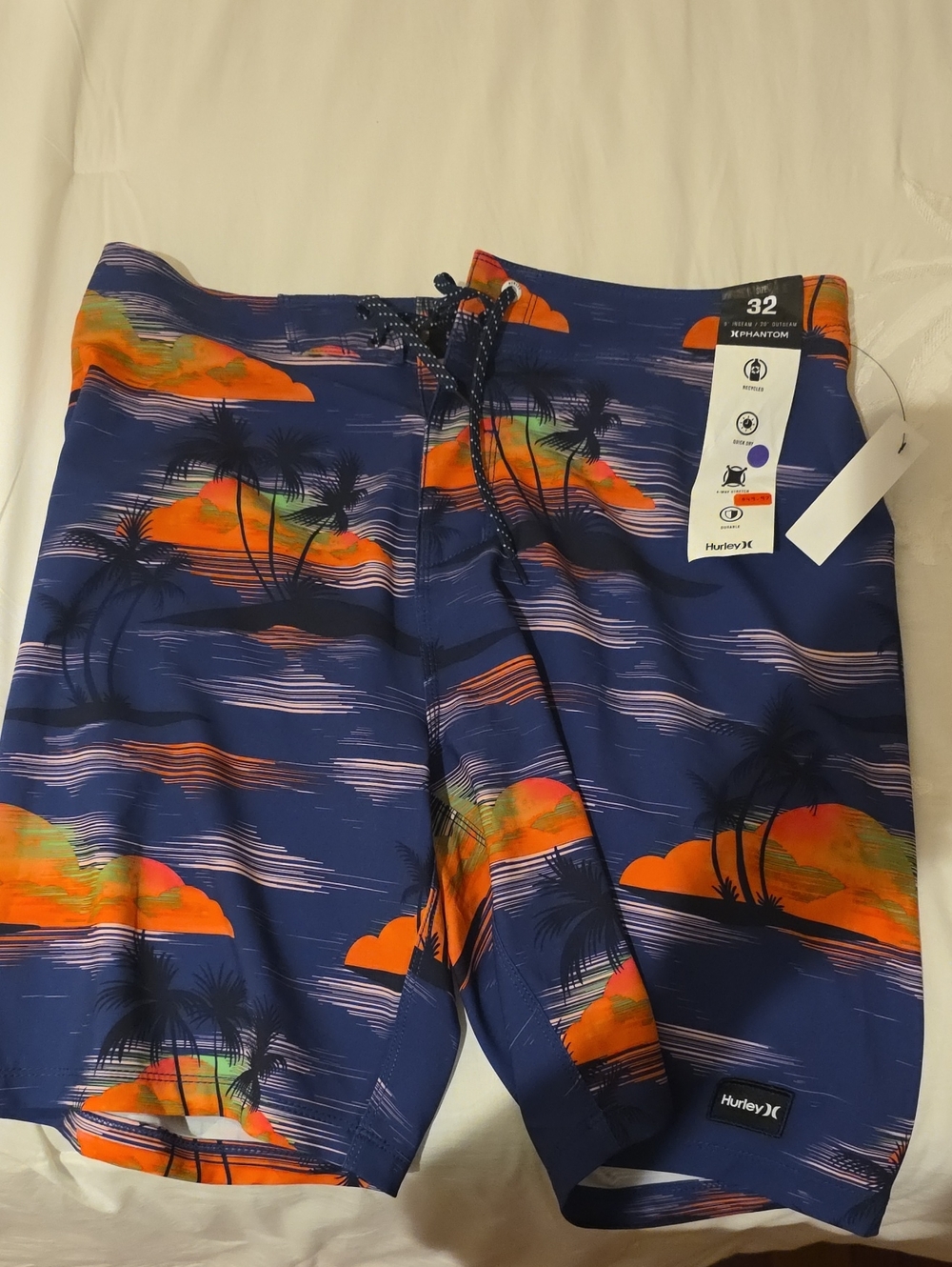 Hurley Navy and Orange Palm-Print Board Shorts